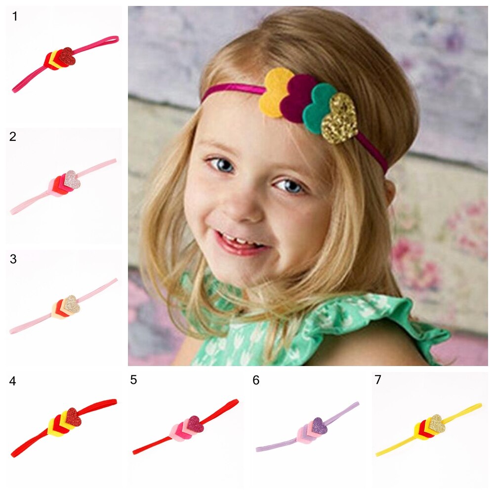 8PCS Cute Baby Girl Peach Heart Headband Love Girls Cartoon Hair Bands Headwear Newborn Infant Photo Shoot Kids Hair Accessories