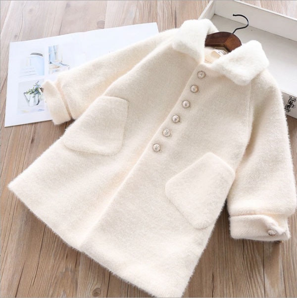 Girl's middle and long style mink wool coat with extra thick fur coat