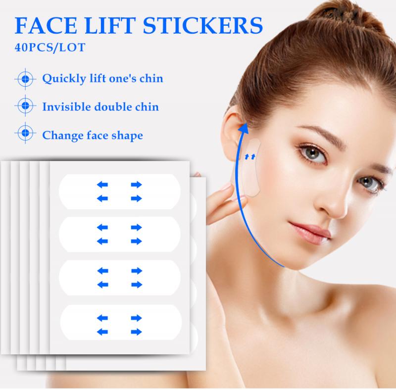 40Pcs/set Invisible Thin Face Stickers Line Wrinkle Sagging V-Shape Face Lift Tape Scotch Face Lift Tools Fast Chin Adhesive