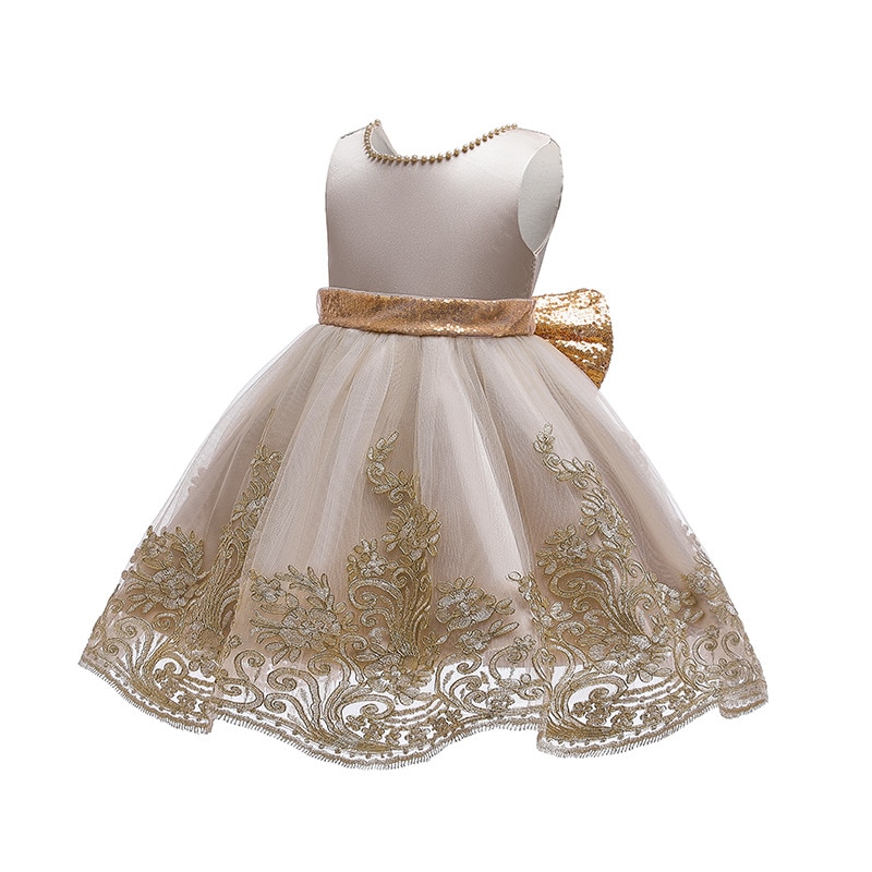 Christmas Toddler Girl Dress Newborn Kids Princess Dresses for girls Wedding Sequins Bow Embroidered Girl Birthday Party Dress