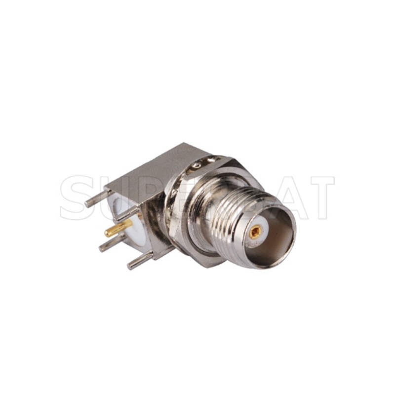 Superbat TNC Thru Hole Female Bulkhead Right Angle PCB Mount Goldplated RF Coaxial Connector