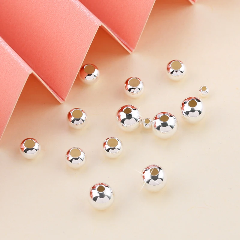 2-5MM 925 Sterling Silver Round Beads Spacer Beads Jewelry Findings Accessories Silver Bead for