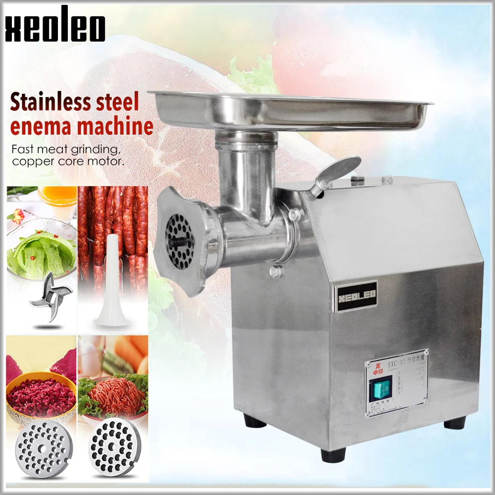 XEOLEO Comercial Carne Moedor 120 kg/h Elétrica Carne Cortador Enema Máquina Aço Inoxidável/Ferro