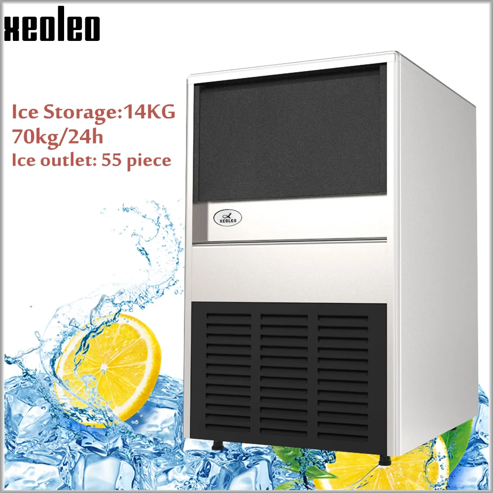 Xeoleo comercial máquina de gelo de aço inoxidável 70kg/24h gelo claro automático fazer a máquina de