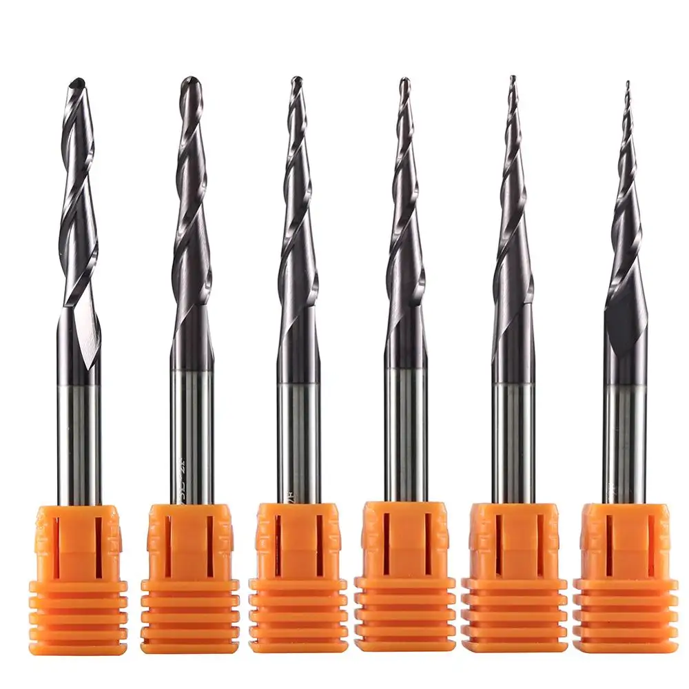 Tungstênio Carboneto Sólido Revestido Bola Nose Bit, Fresa CNC, Router Bits para Madeira, Cortadores