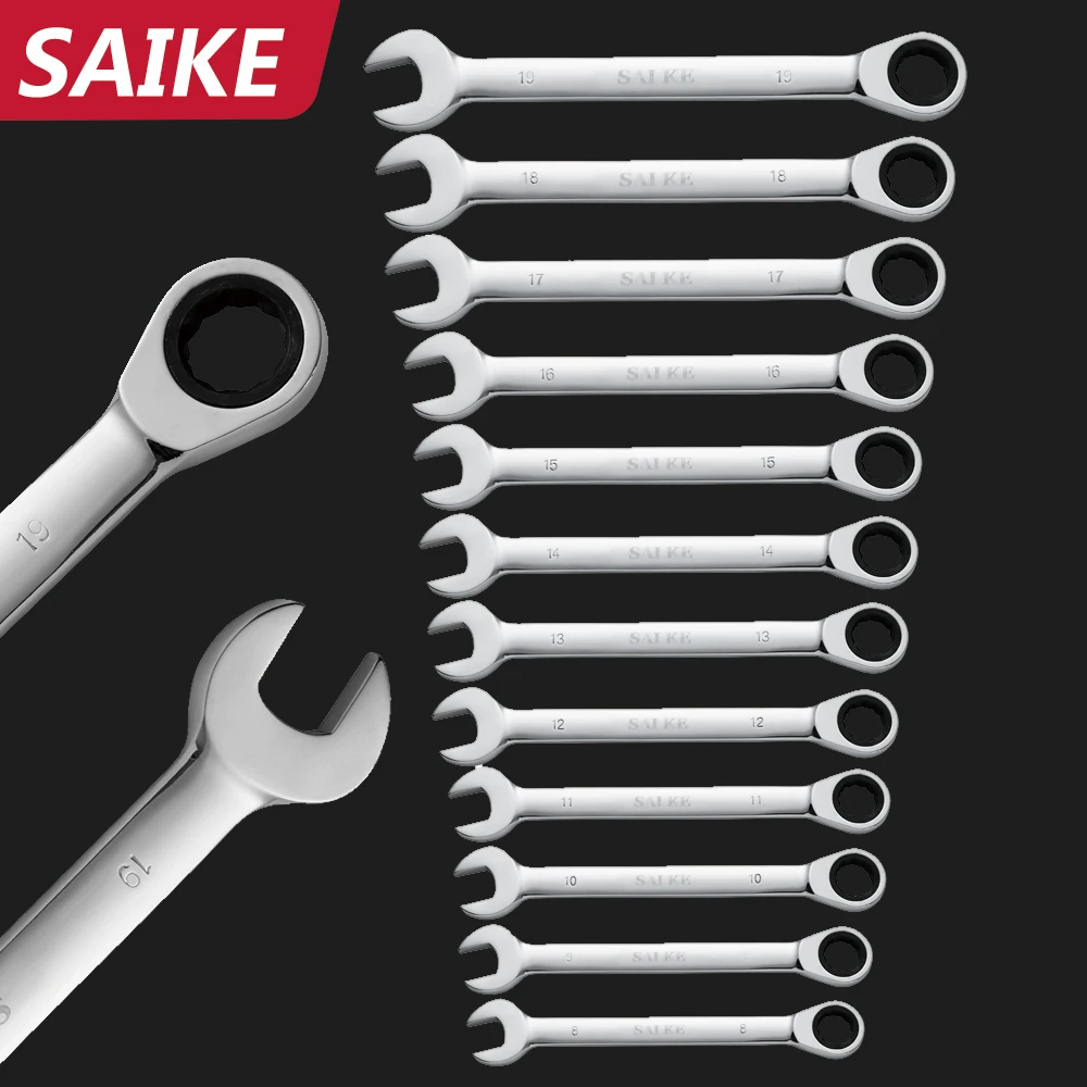 Combination Ratchet Wrench, Ferramenta manual para reparação automática do carro, 8-19mm, 1pc