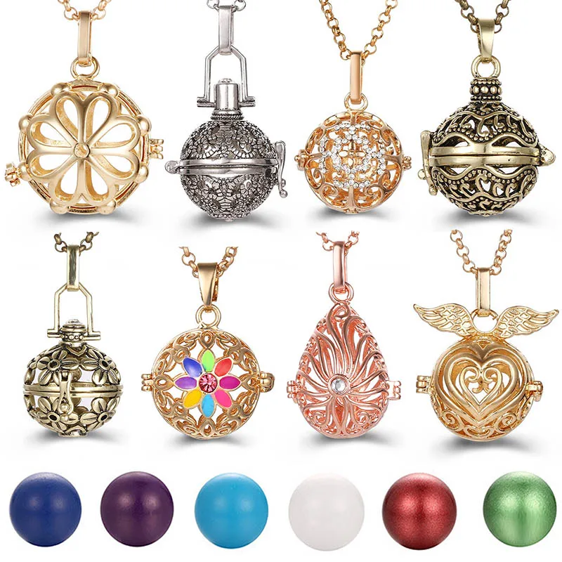 Nieuwe Charm Mexico Chime Holle Engelenvleugels Vintage Ketting Sieraden Muziek Bal Aroma Hanger