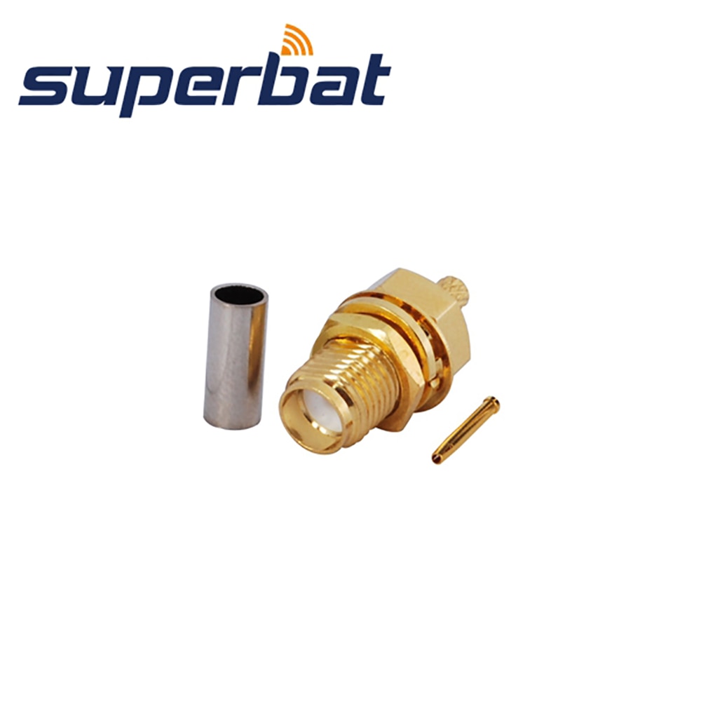 Superbat SMA Crimp Female Bulkhead RF Coaxial Connector for RG174,RG188A,RG316,LMR100 Cable