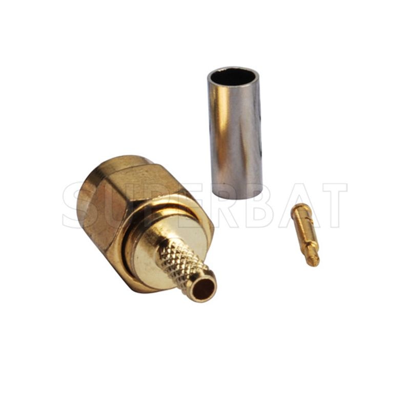 Superbat SMA Crimp Male RF Coaxial Connector for Cable RG316 RG174 RG188 LMR100 Goldplated