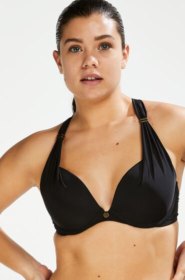 Hunkemöller Sunset Dreams padded underwired bikini top Cup E + Black