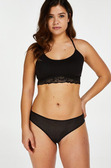 Hunkemöller Invisible thong Stripe mesh Black