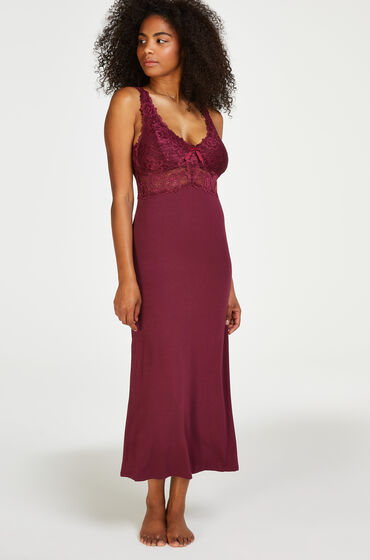 Hunkemöller Nora Lace Long Slip Dress Red
