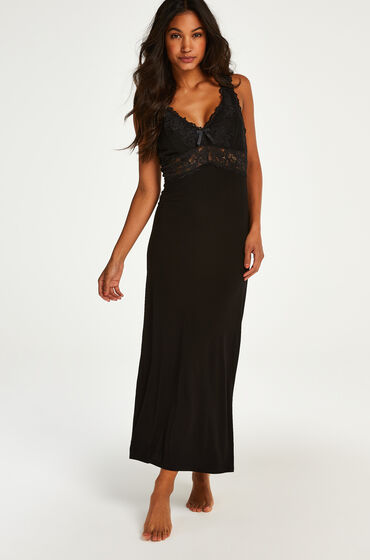 Hunkemöller Nora Lace Long Slip Dress Black