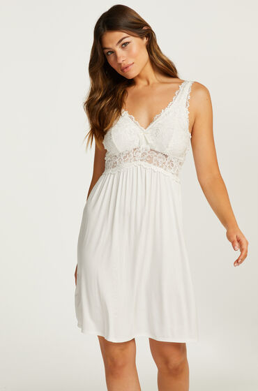 Hunkemöller Nora Lace Slip Dress White