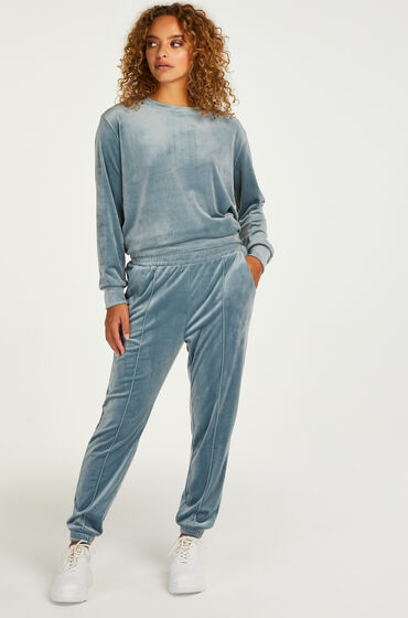 Hunkemöller Petite Velour Jogging Pants Pin-tucked Blue