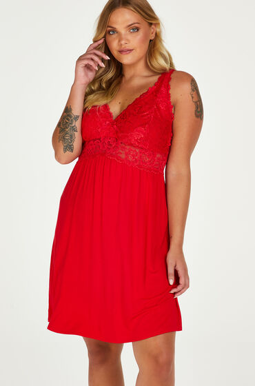 Hunkemöller Nora Lace Slip Dress Red