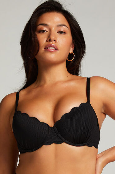 Hunkemöller Scallop Padded Underwired Bikini Top Black