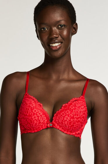 Hunkemöller Rose padded push-up bra Red