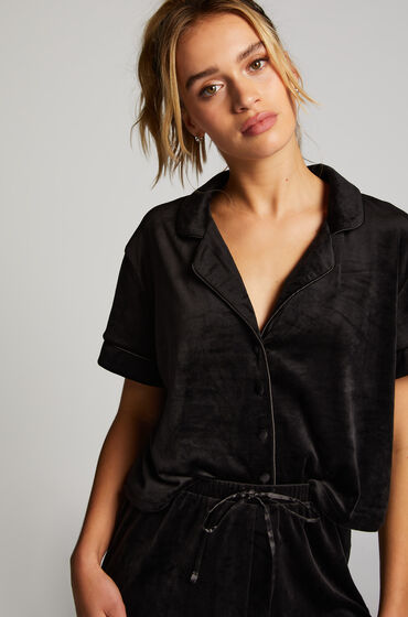 Hunkemöller Short Sleeve Velour Jacket Black