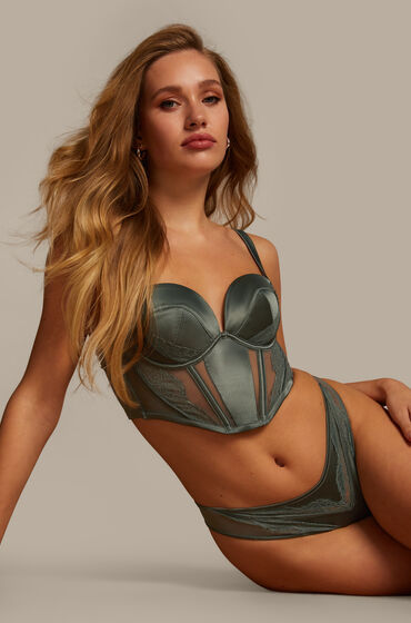 Hunkemöller Nicole Padded Underwired Longline Bra Green
