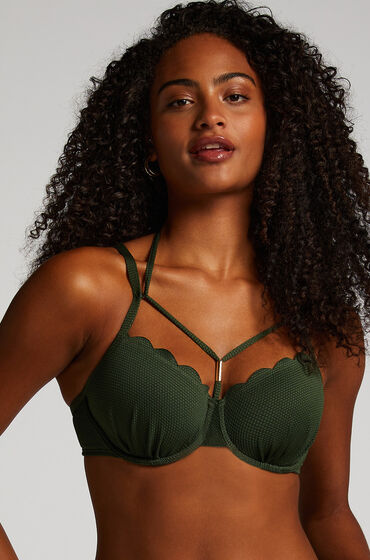 Hunkemöller Scallop Padded Underwired Bikini Top Green