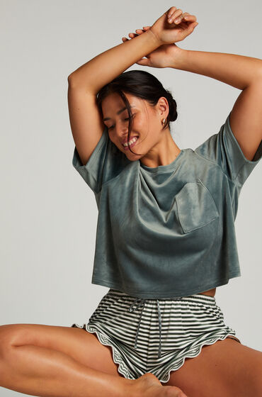 Hunkemöller Velours Ruffle Shorts Green