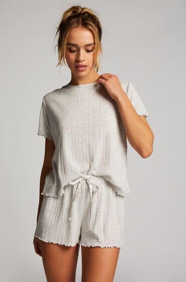 Hunkemöller Pointelle Pyjama Shorts Beige