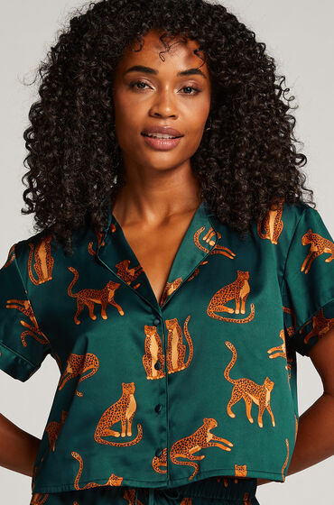 Hunkemöller Satin Short-Sleeved Jacket Green