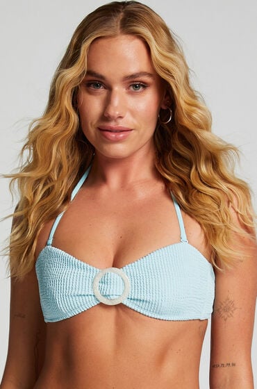Hunkemöller Crinkle Bandeau Bikini Top Blue