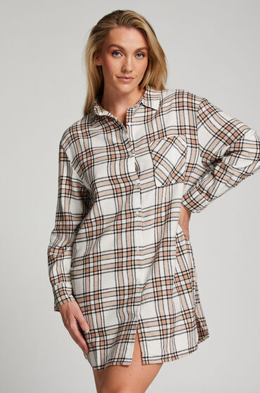 Hunkemöller Boyfriend Check Nightshirt Beige
