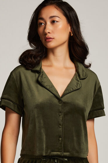 Hunkemöller Short Sleeve Velour Jacket Green