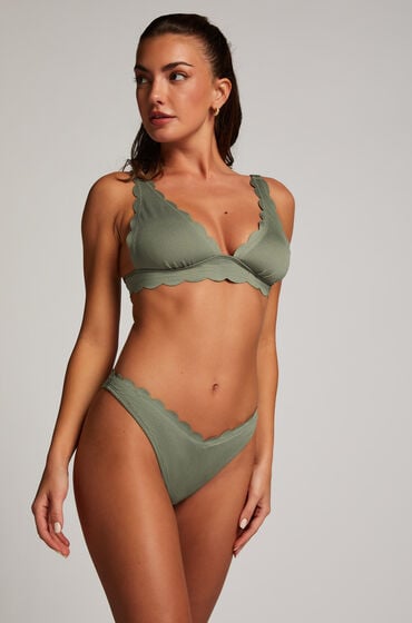 Hunkemöller Scallop High-Leg Bikini Bottoms Green