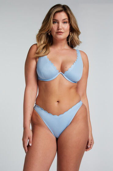 Hunkemöller Scallop High-Leg Bikini Bottoms Blue