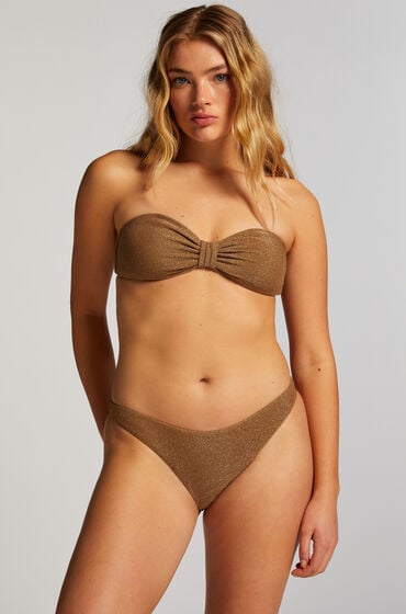 Hunkemöller Goldie Shimmer High-Leg Bikini Bottoms Yellow