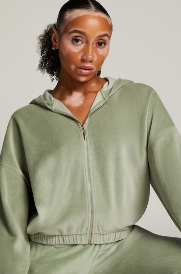 Hunkemöller Velours Long-Sleeved Jacket Green