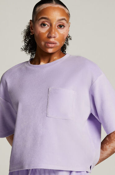 Hunkemöller Short-sleeve velours top Purple
