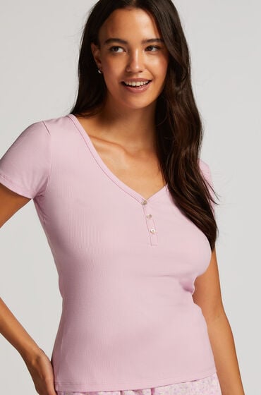 Hunkemöller Rib Short-Sleeved Top Pink