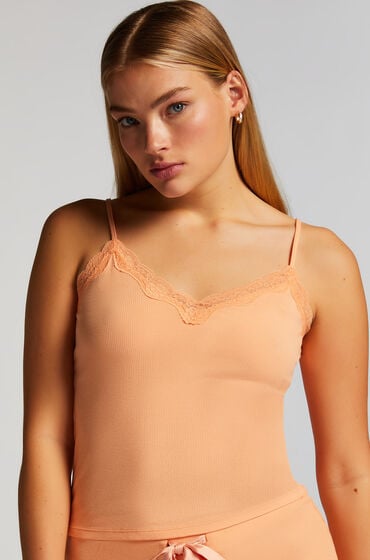 Hunkemöller Cami Rib Lace Top Pink
