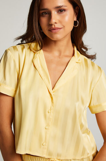Hunkemöller Satin Short-Sleeved Jacket Yellow