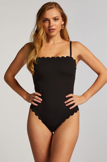 Hunkemöller Shaping Bandeau Scallop Swimsuit Black
