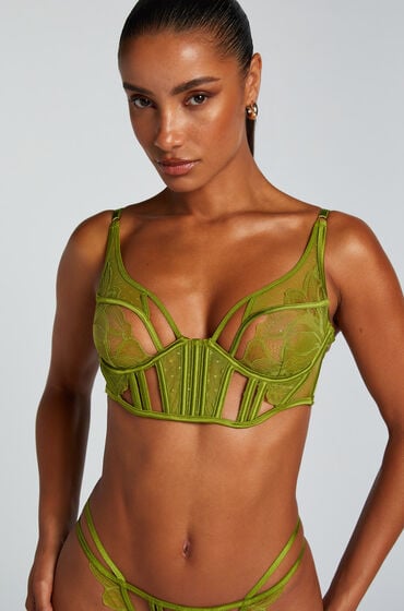 Hunkemöller Billie Non-Padded Longline Underwired Bra Green