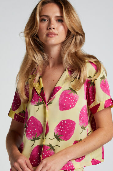 Hunkemöller Satin Short-Sleeved Jacket Yellow