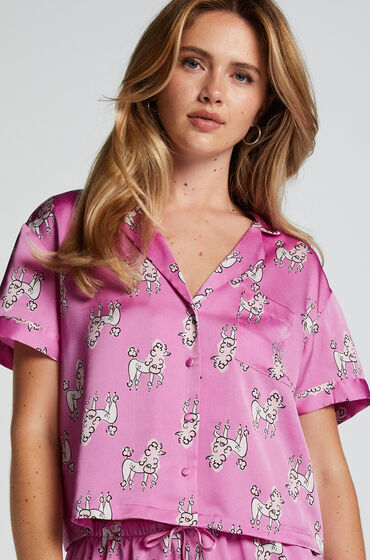Hunkemöller Satin Short-Sleeved Jacket Purple