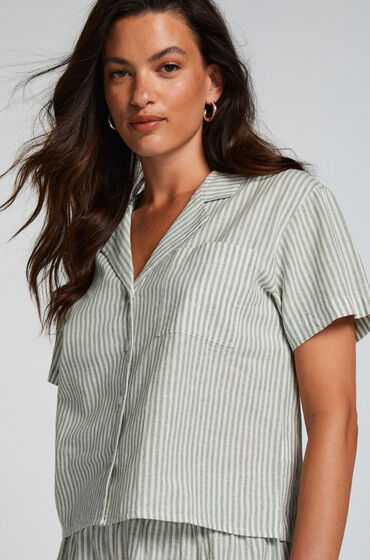 Hunkemöller Linen Pyjama Top Green