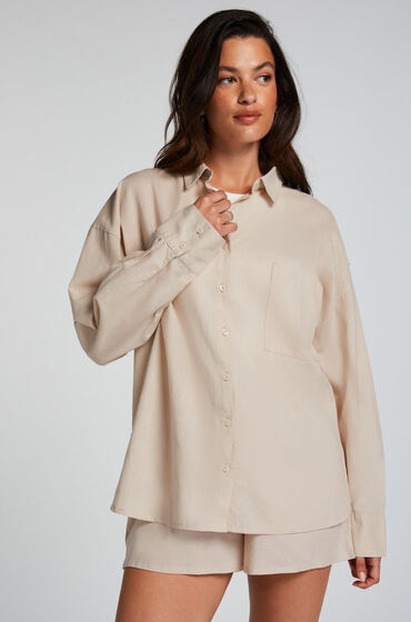 Hunkemöller Linen Pyjama Top Beige