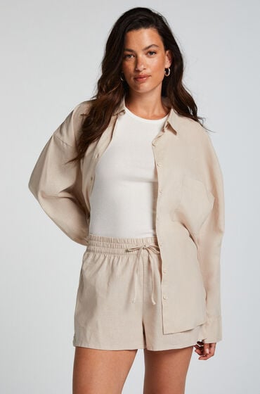 Hunkemöller Linen Pyjama Shorts Beige