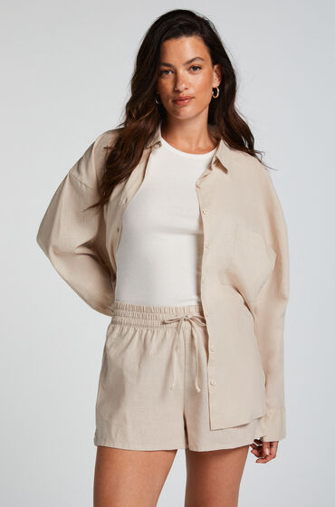 Hunkemöller Linen Pyjama Shorts Beige