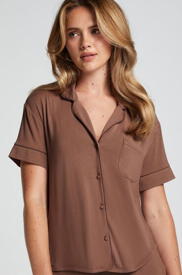 Hunkemöller Essential Jersey Short-Sleeved Jacket Brown