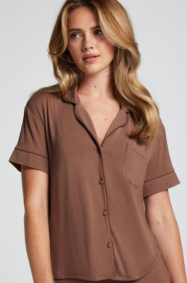 Hunkemöller Essential Jersey Short-Sleeved Jacket Brown
