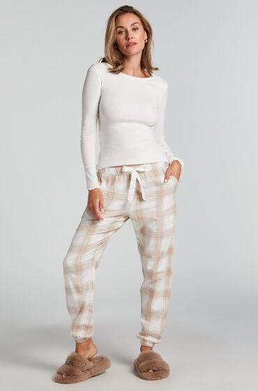 Hunkemöller Flannel Pyjama Pants Beige